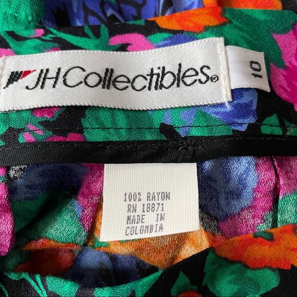 JH Collectibles Midi Skirt Floral Bright Colorful Pockets Dopamine VTG 80s 10 - Picture 4 of 9